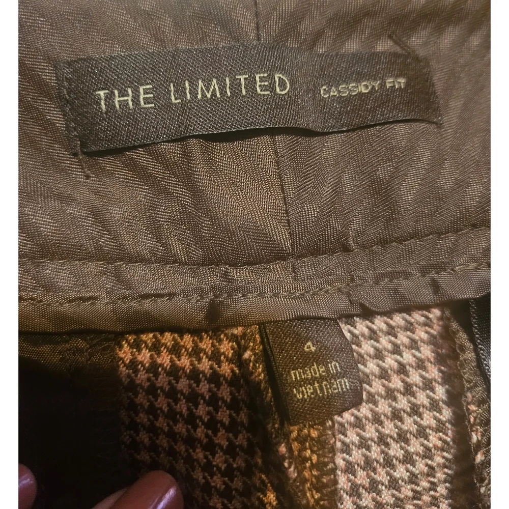 The Limited Brown Microcheck Straight-Leg Trousers